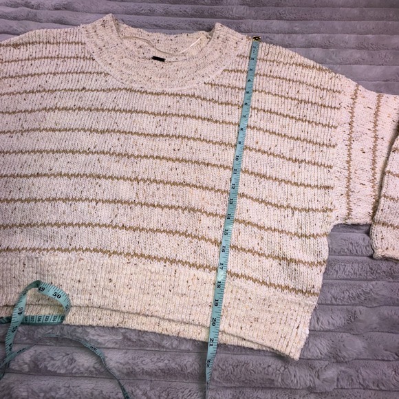 Free People Sweater Women Small Starlight Striped Sparkle Open Knit Oversize Top - Picture 10 of 12